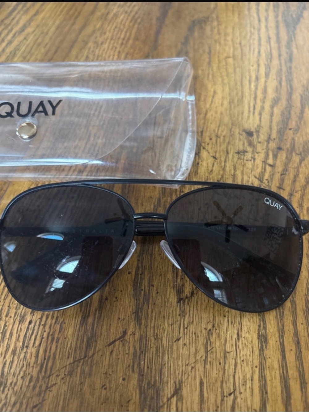 Quay Vivienne Black Aviator Sunglasses